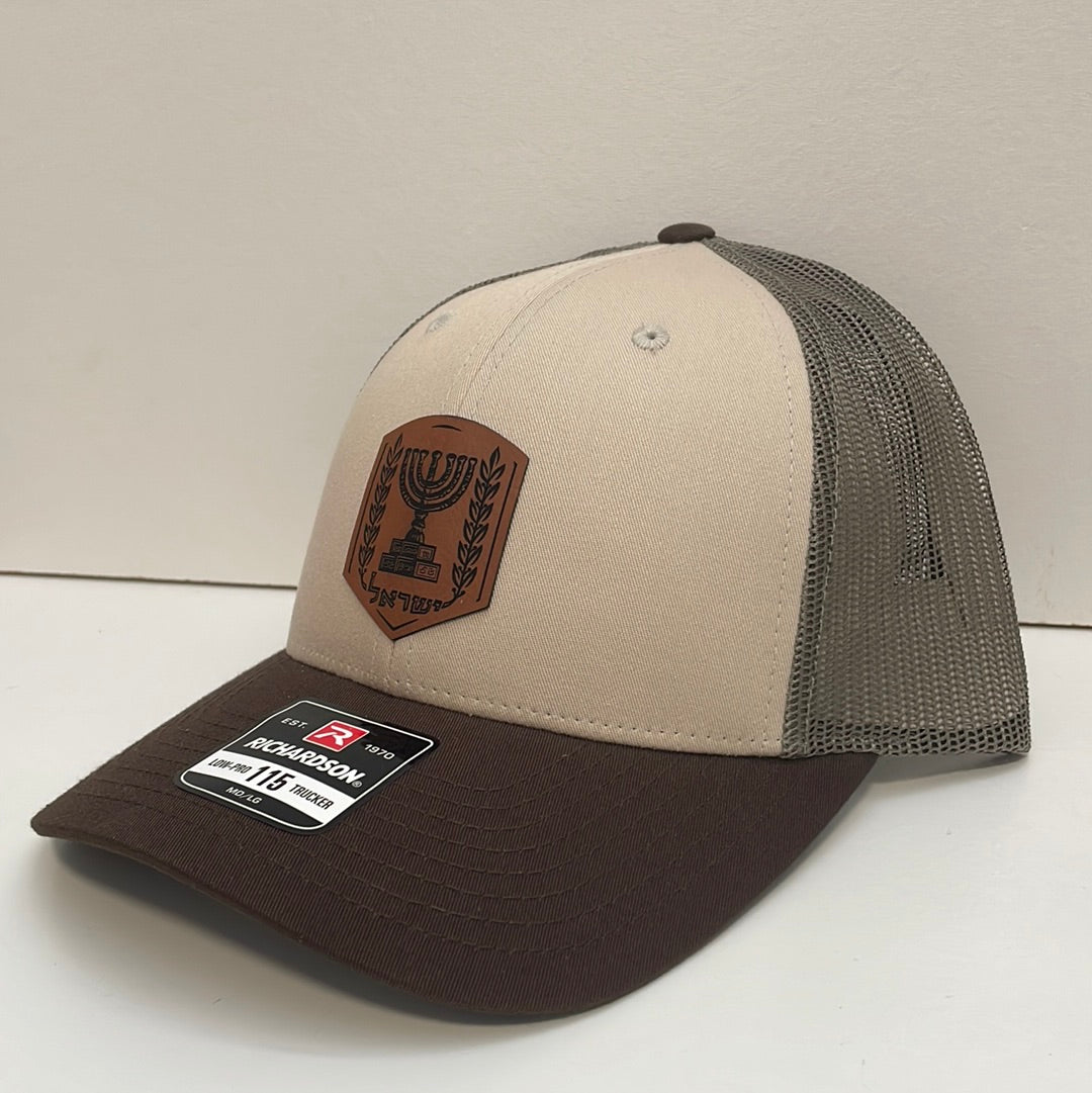 Israel Emblem Patch Hat Richardson 115 Low Profile - Tan/Loden/Brown
