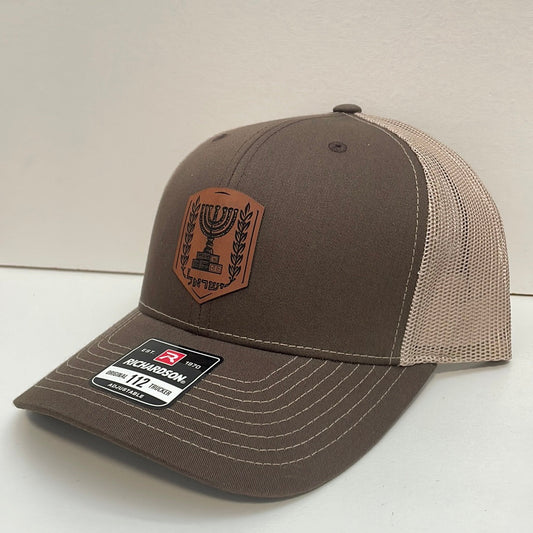 Israel Emblem Patch Hat Richardson 112 Mid Profile - Brown/Khaki