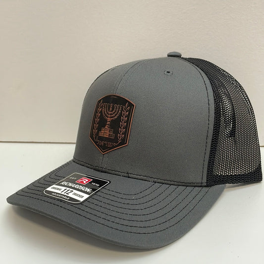 Israel Emblem Patch Hat Richardson 112 Mid Profile - Charcoal/Black